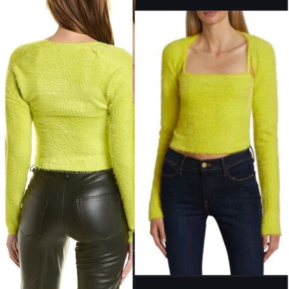 Alice + Olivia Luetta Fuzzy Crop Top Size‎ Medium New - Picture 1 of 8